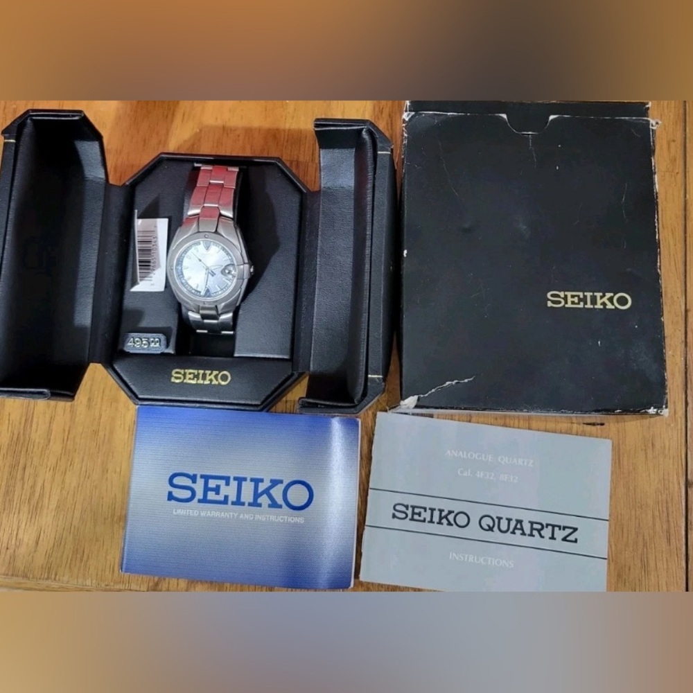 Vintage Seiko 8F32-0049 Titanium Perpetual Calendar Quartz Watch